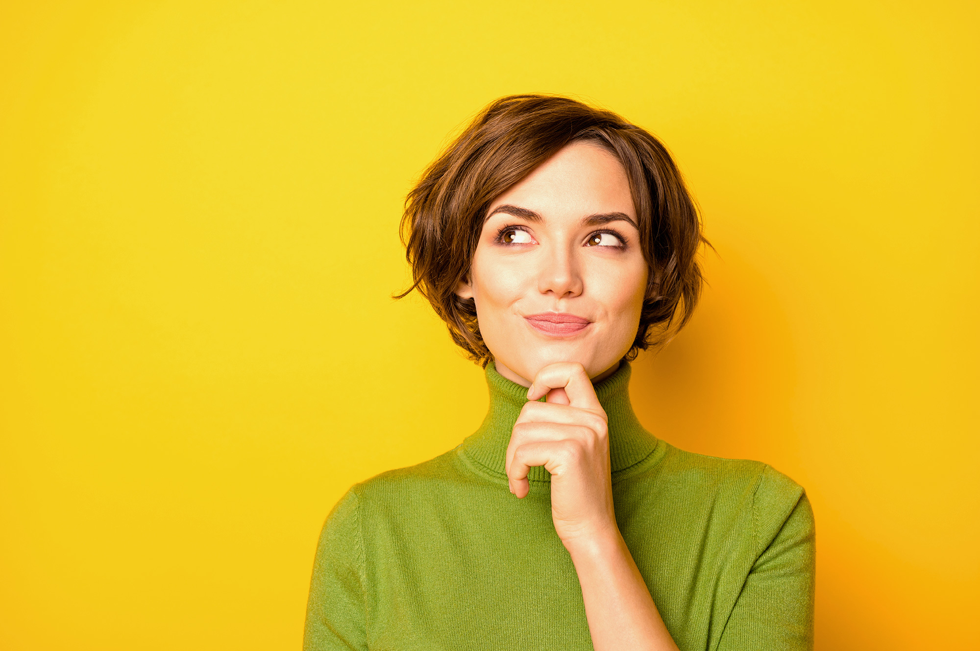 woman's face thinking about creative ideas